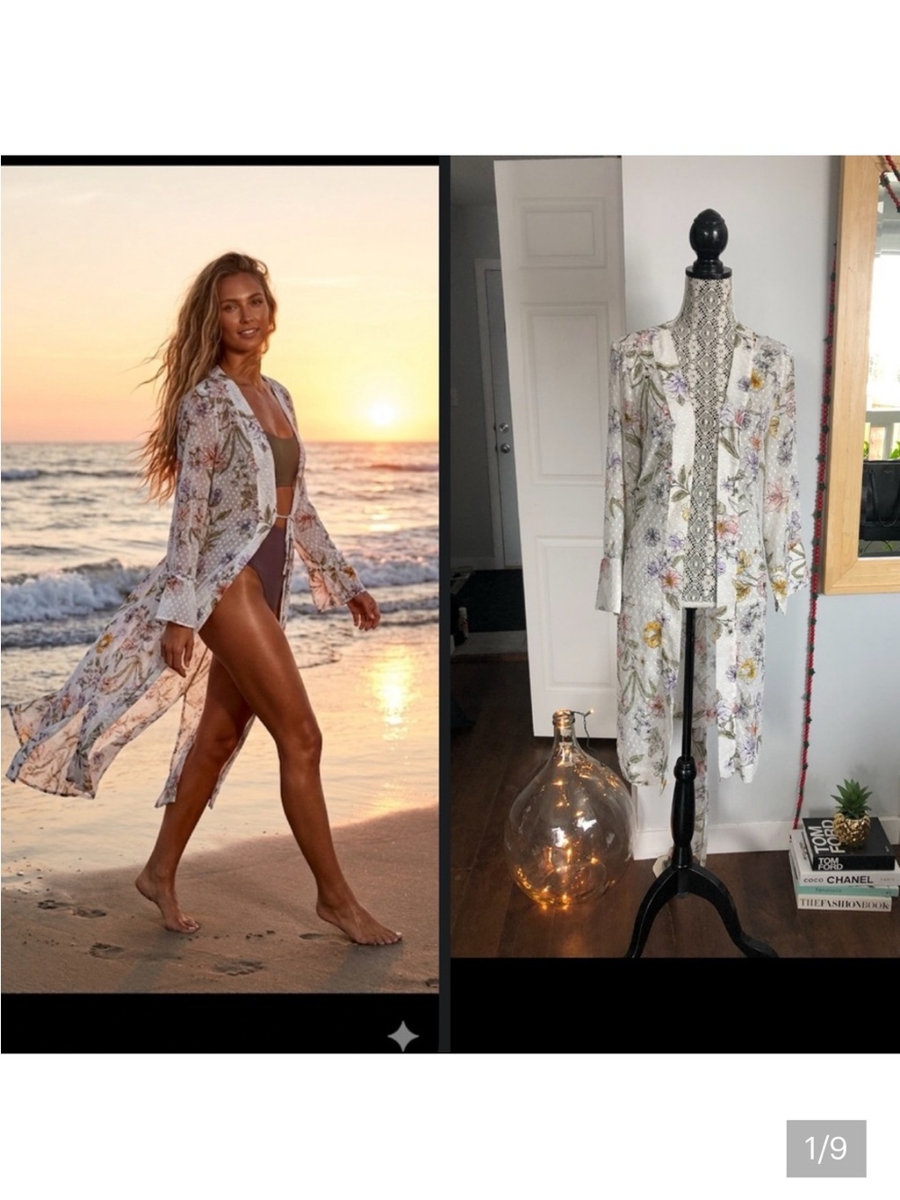 New Belted Sheer Kimono Duster Swim Cover Up Wrap. Fits Many Sizes. M-XXL